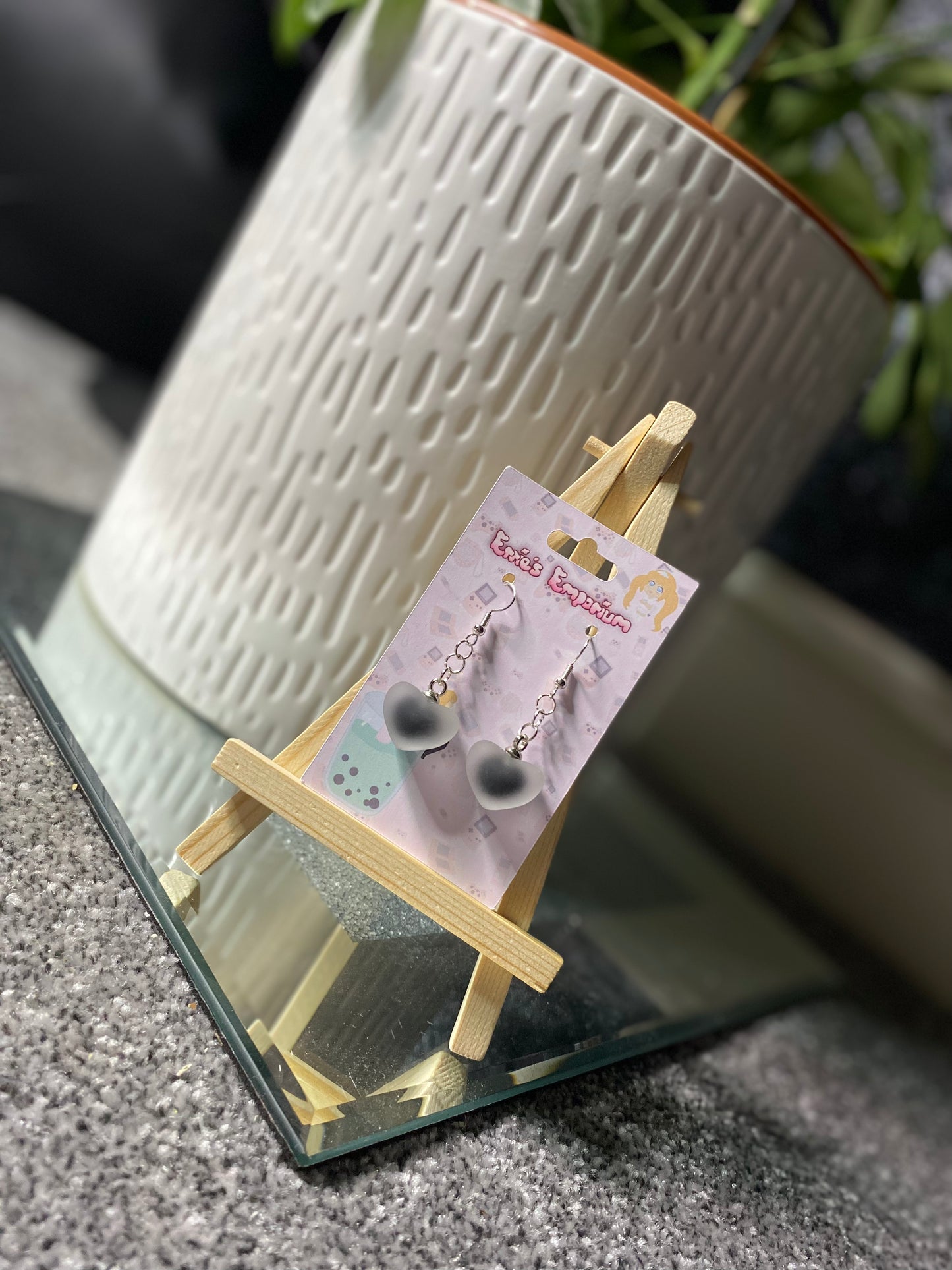 Black Heart Drop Earrings