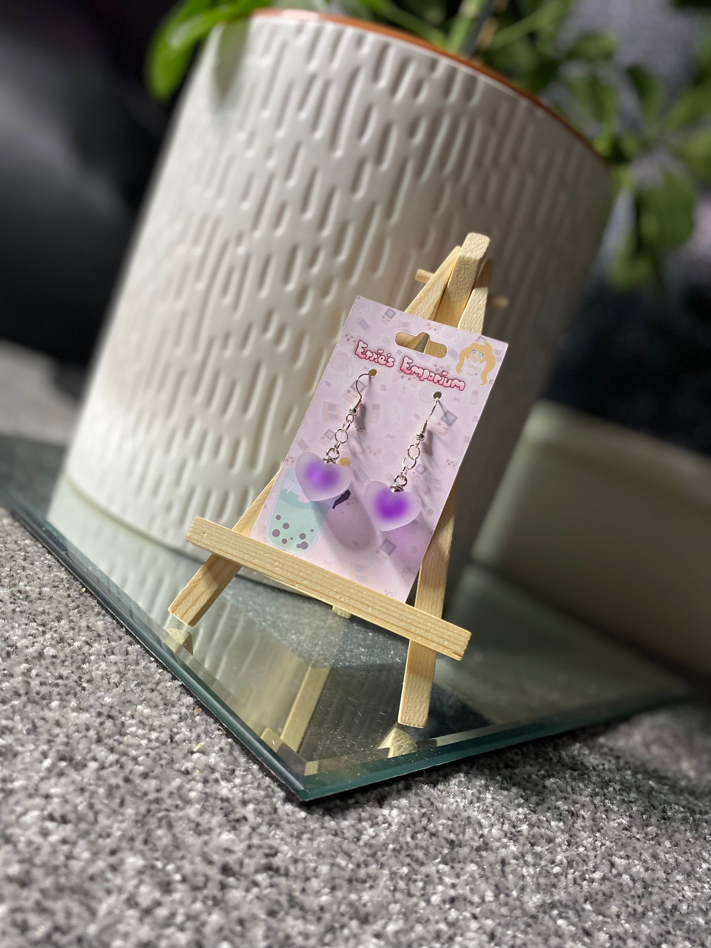 Purple Heart Drop Earrings