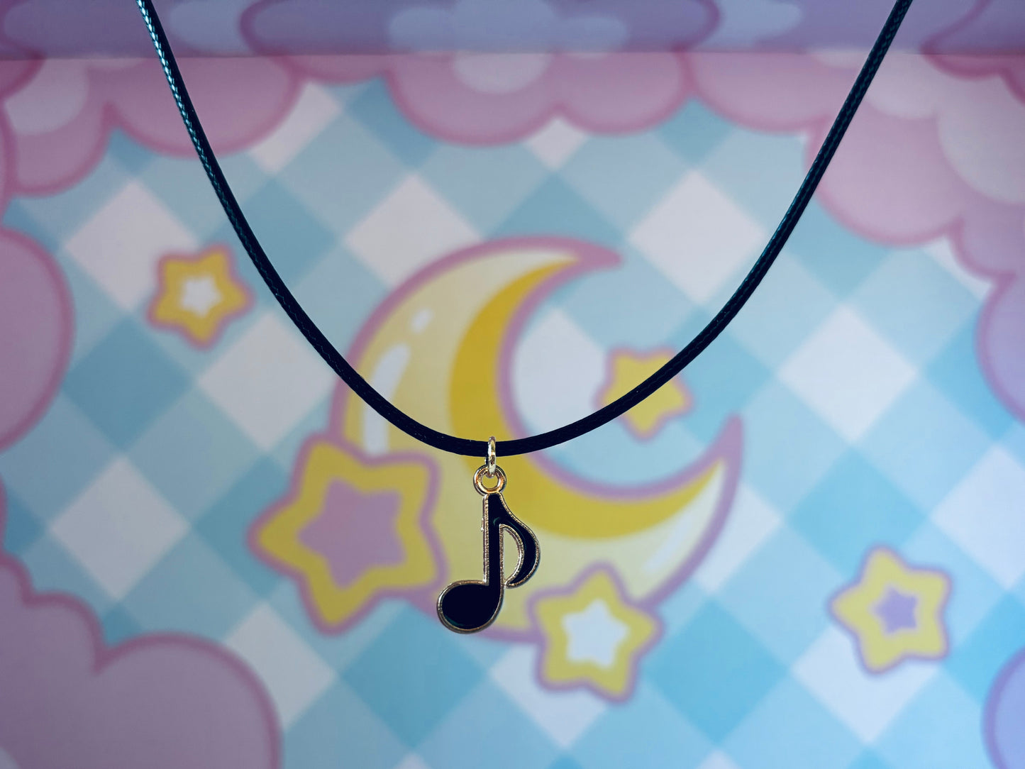 Black Music Note Necklace