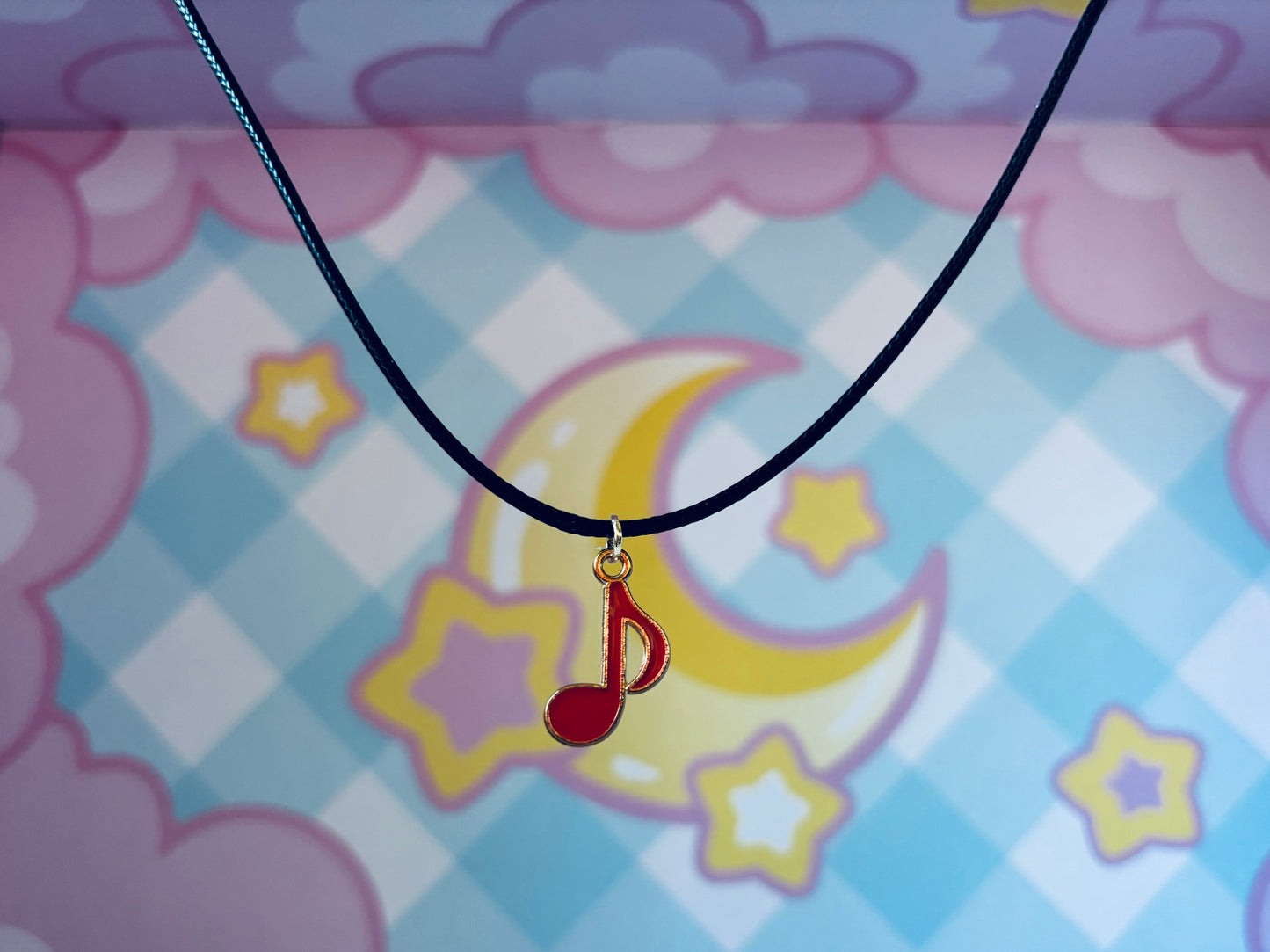 Red Music Note Necklace