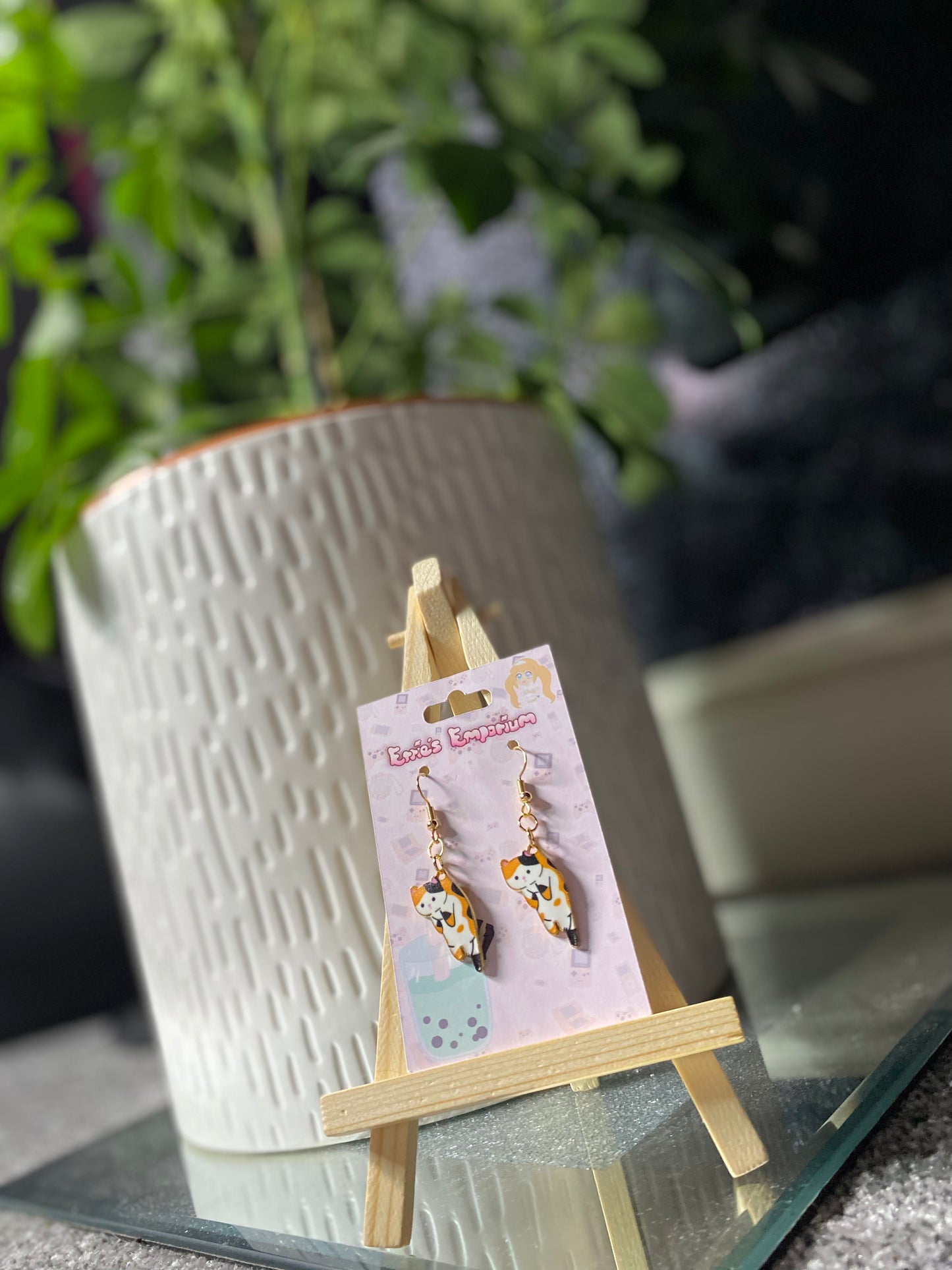 Calico Kitty Drop Earrings