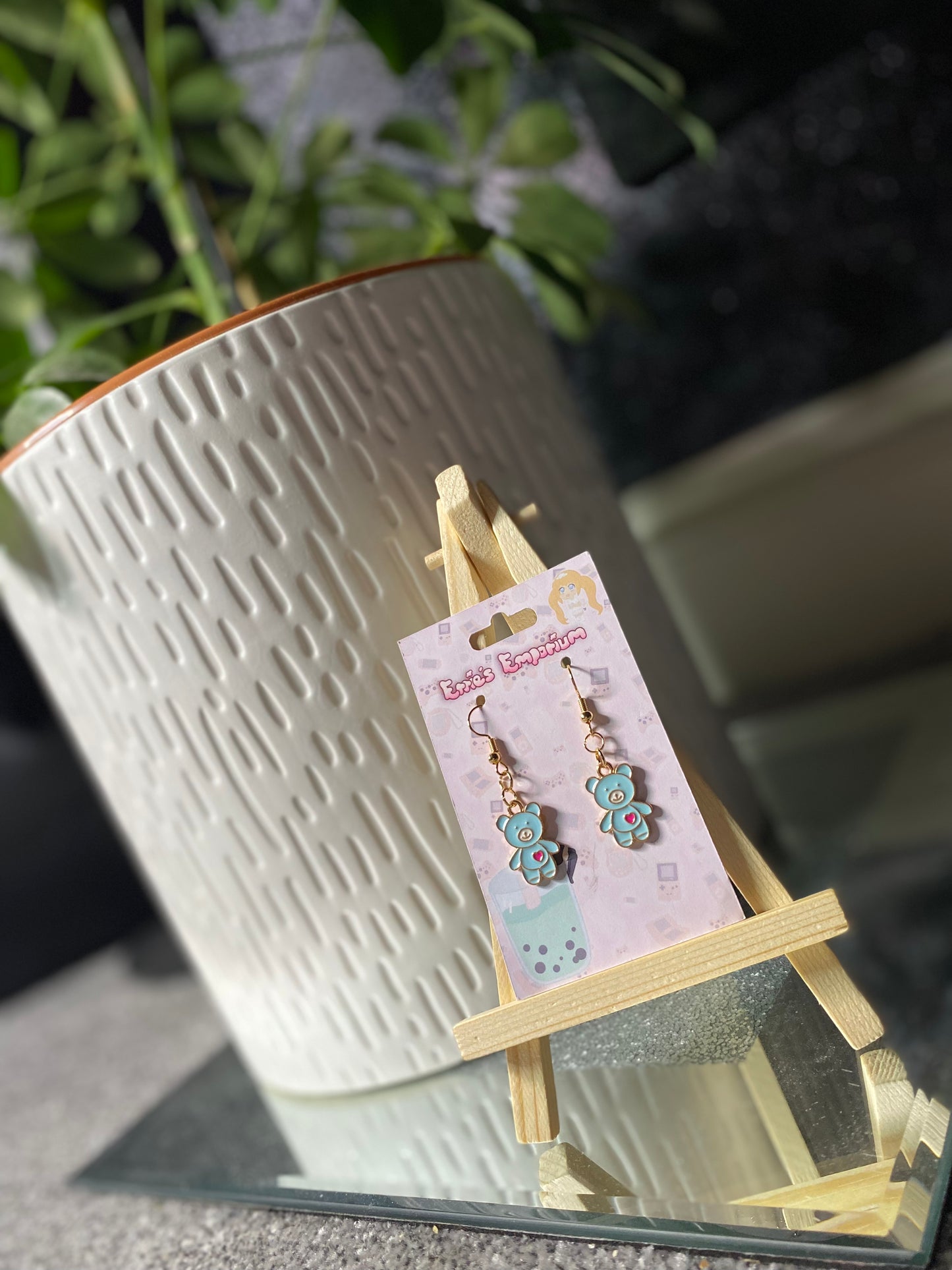 Blue Bear Drop Earrings