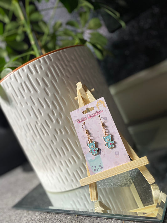 Blue Bear Drop Earrings