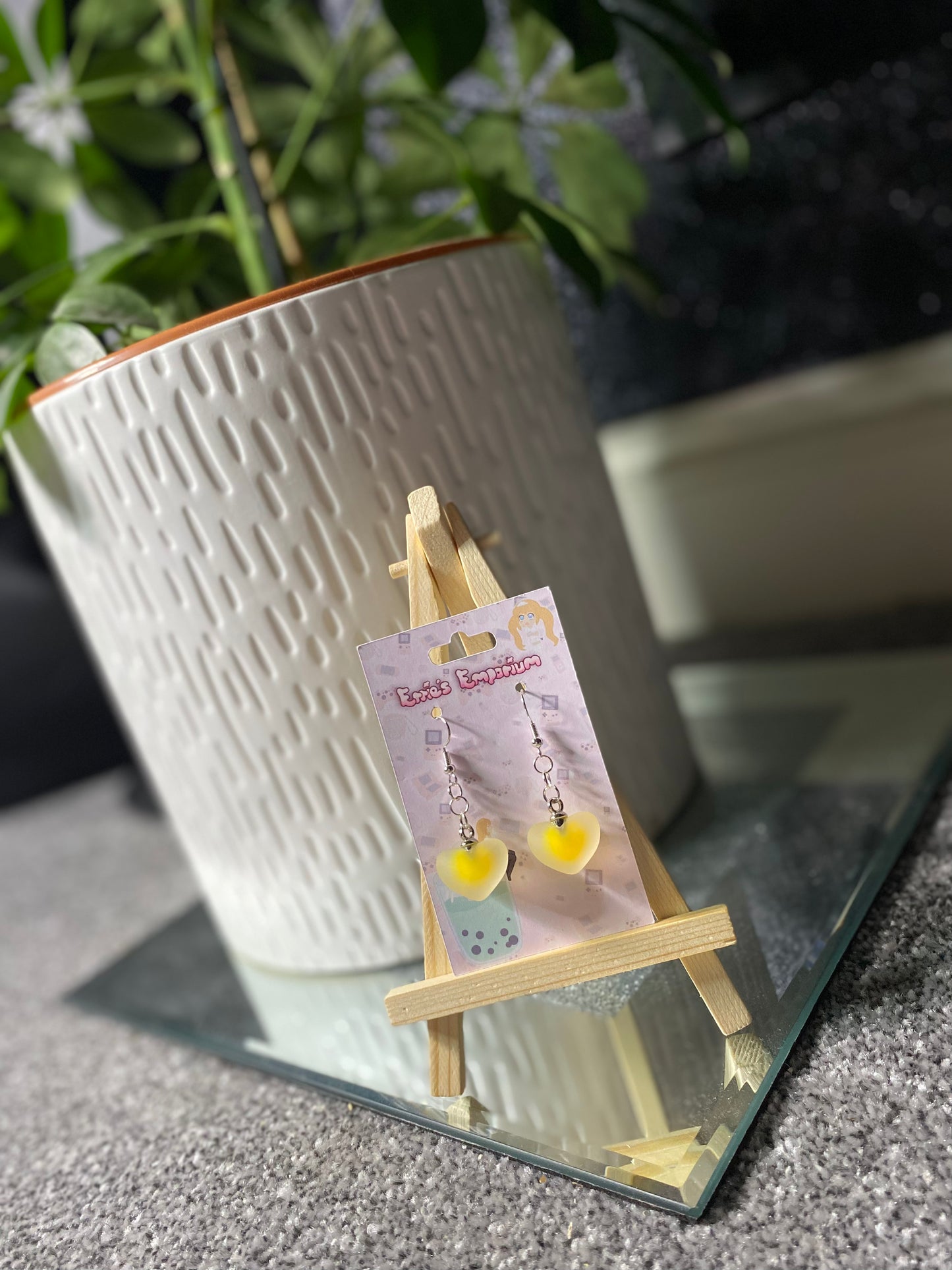 Yellow Heart Drop Earrings