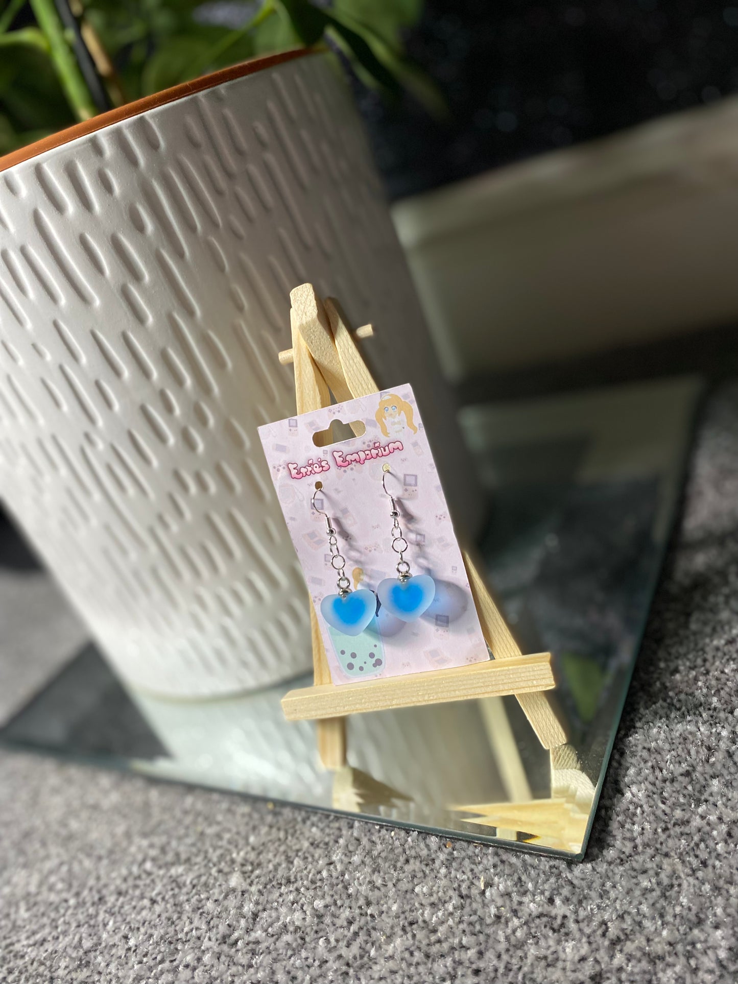 Blue Heart Drop Earrings