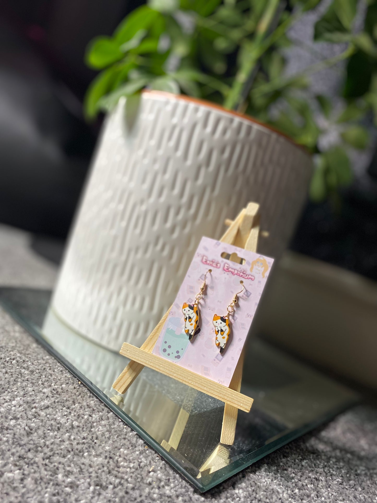 Calico Kitty Drop Earrings