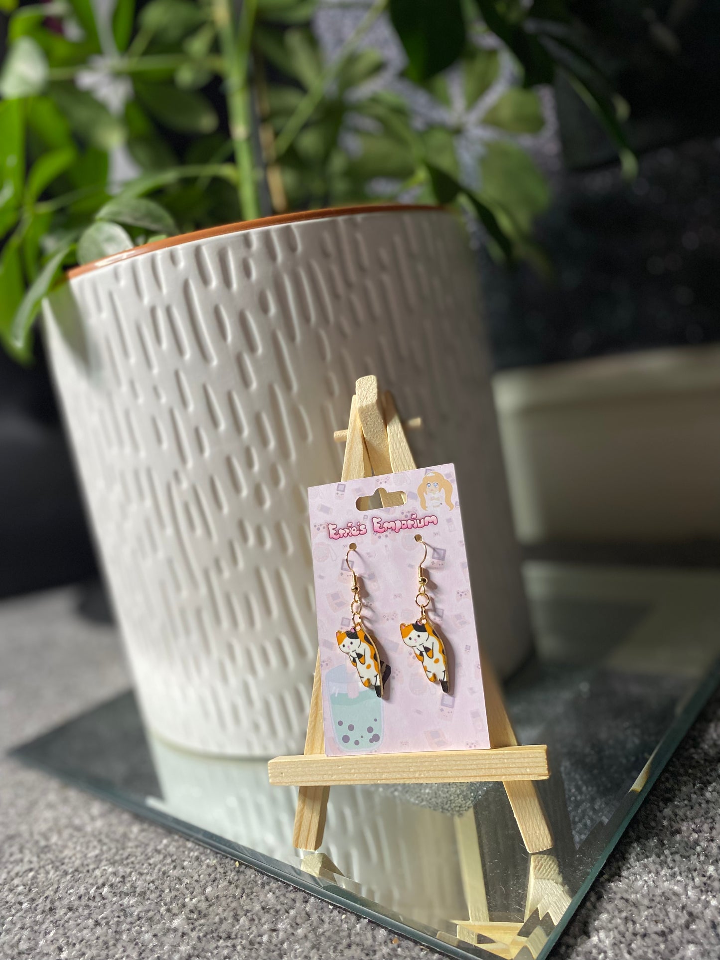 Calico Kitty Drop Earrings