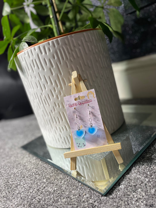 Blue Heart Drop Earrings