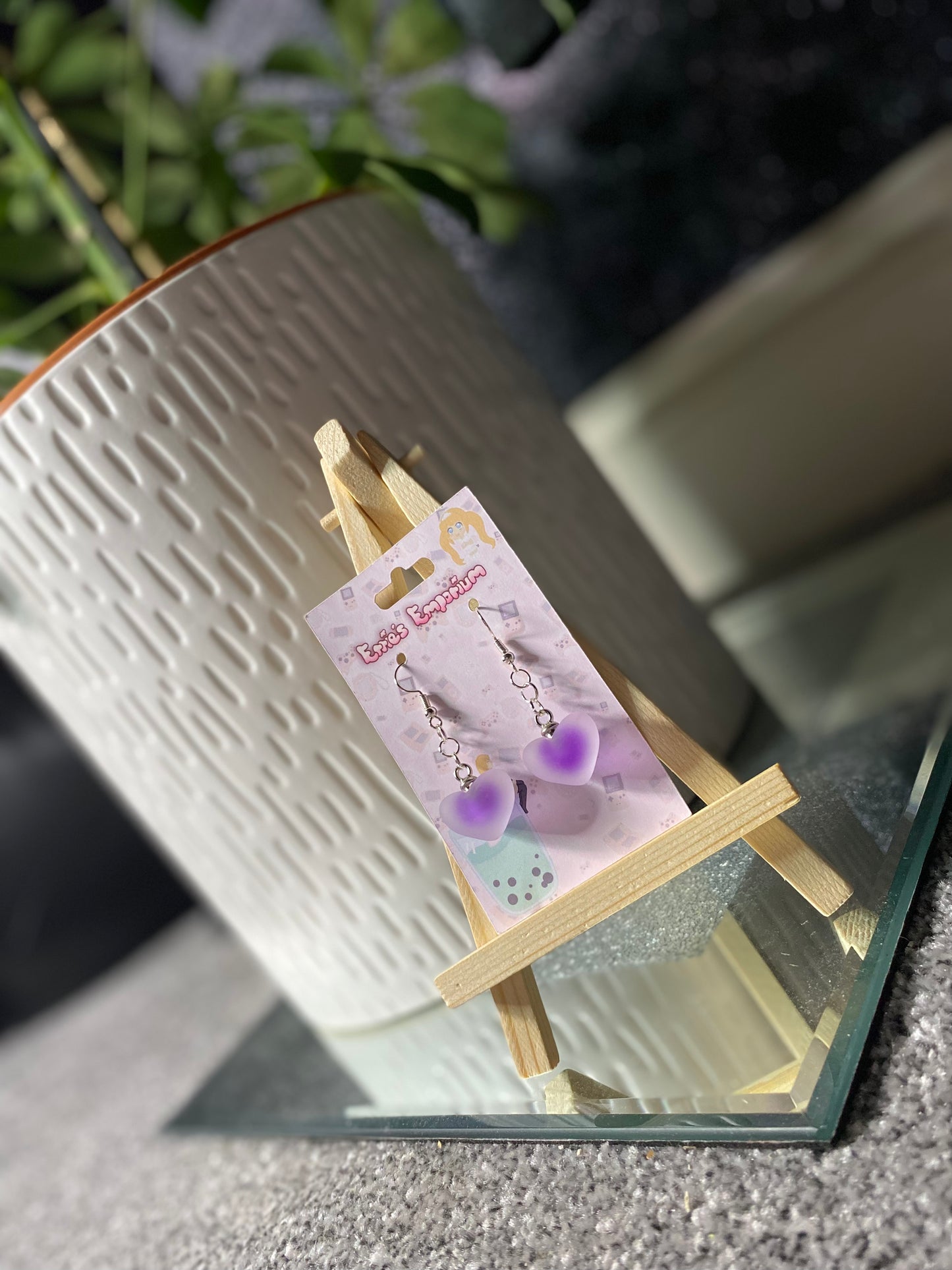 Purple Heart Drop Earrings