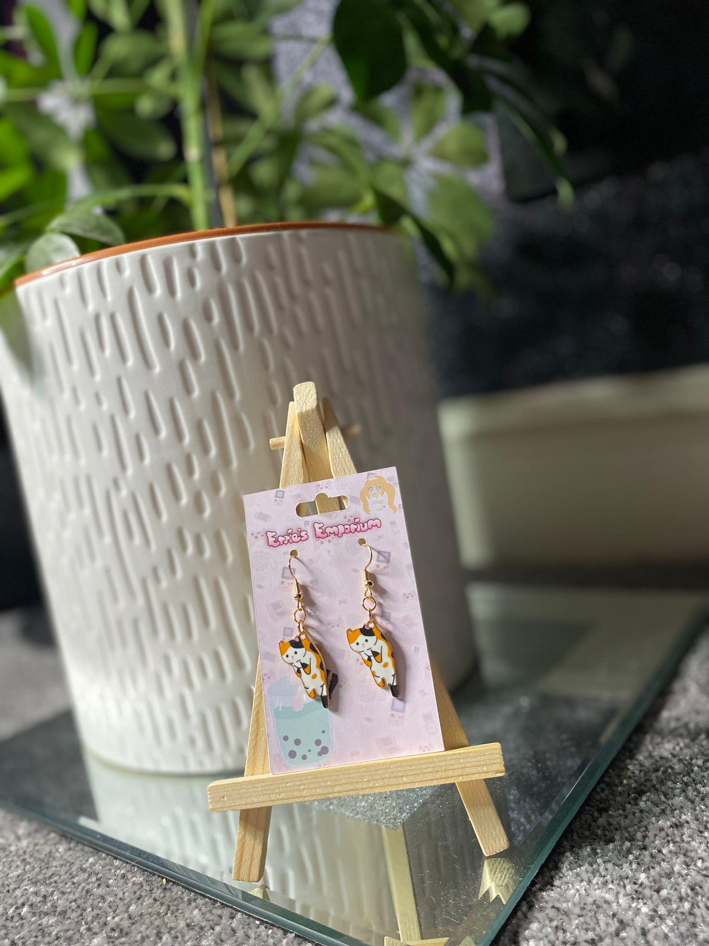 Calico Kitty Drop Earrings