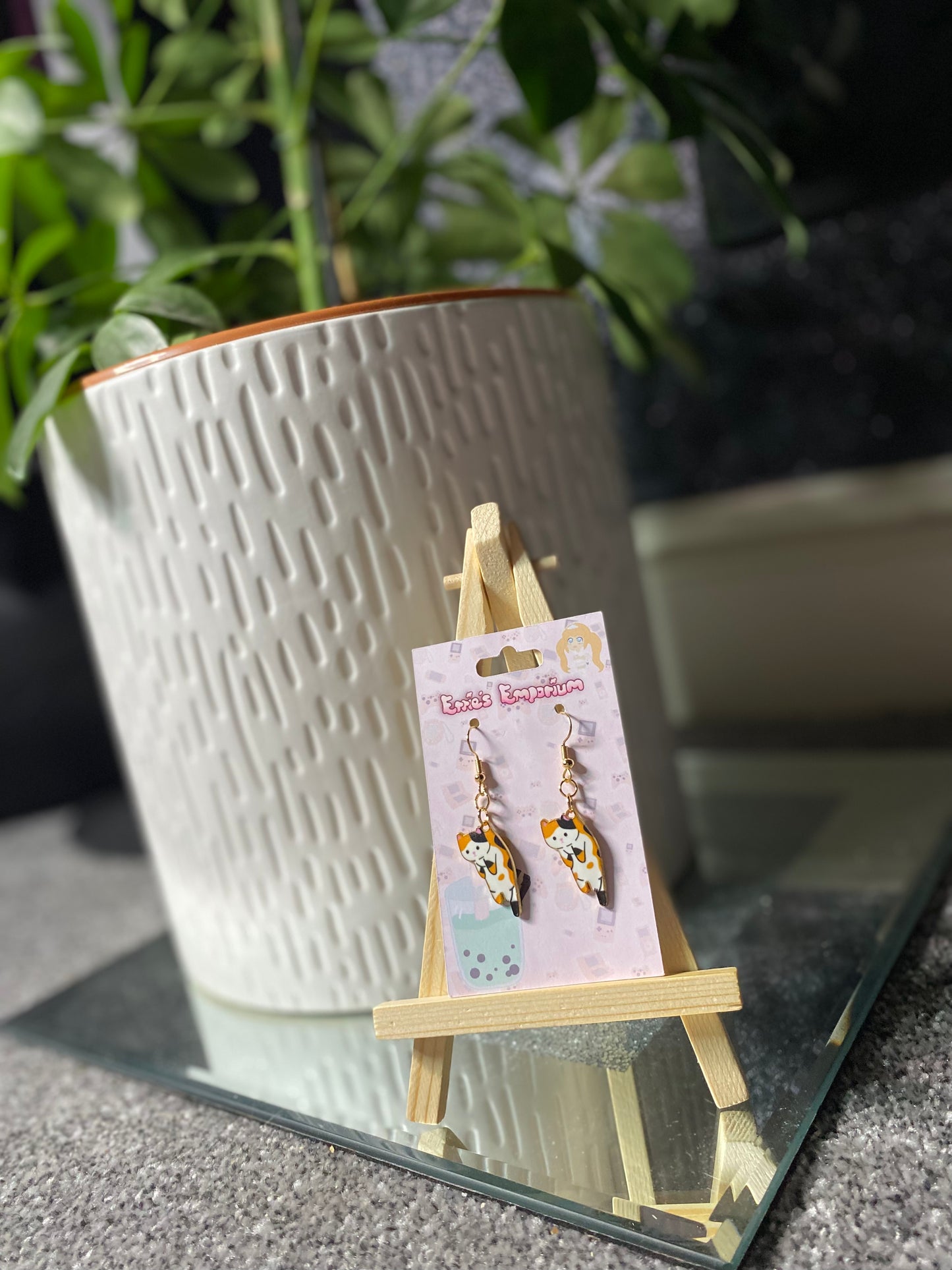 Calico Kitty Drop Earrings