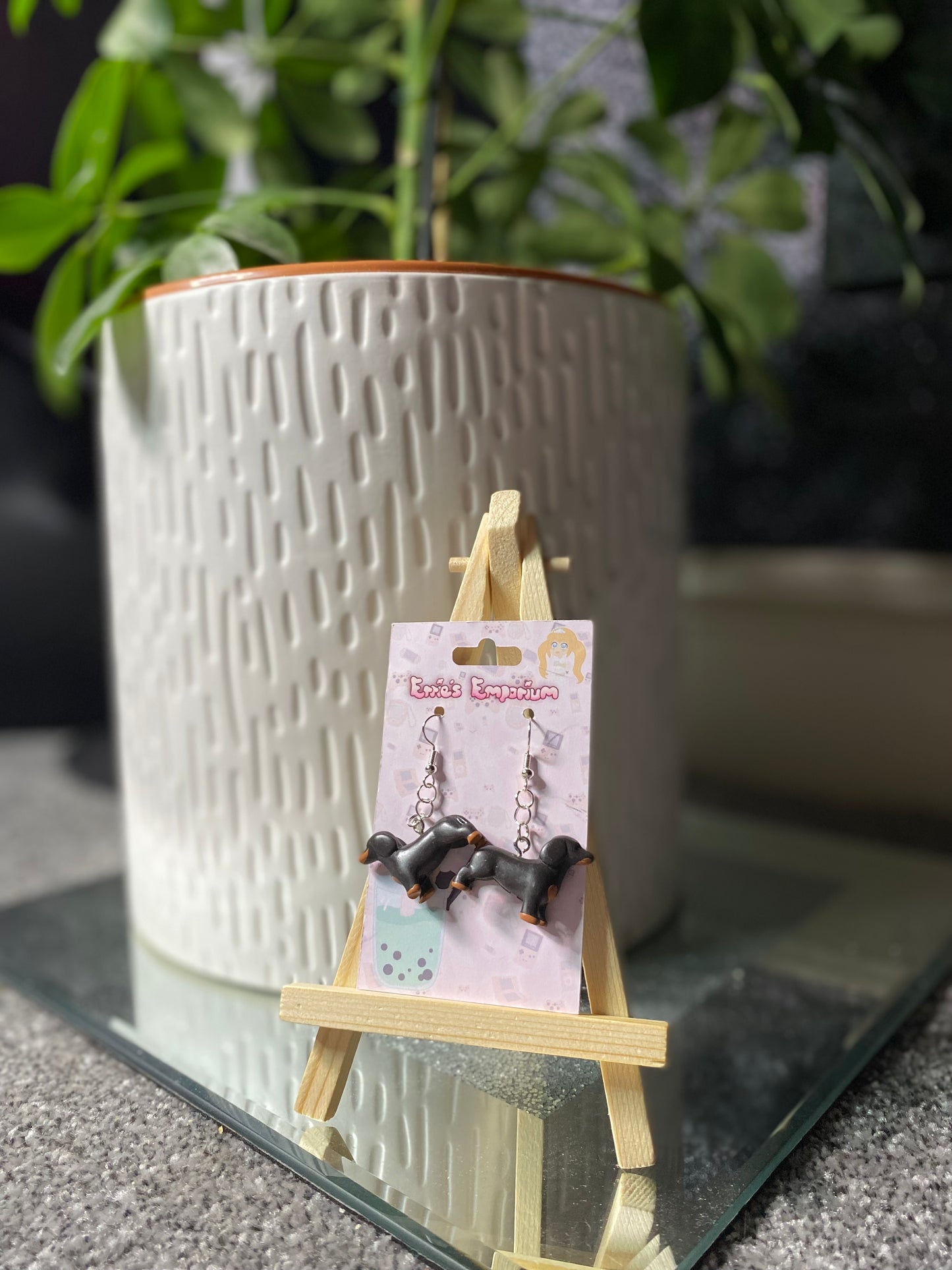 Black Dachshund Drop Earrings